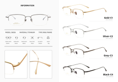 Half-Rim Silver Titanium Eyeglass Frame 58036