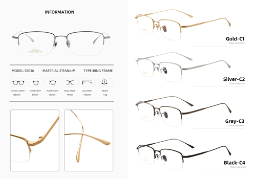 Half-Rim Silver Titanium Eyeglass Frame 58036