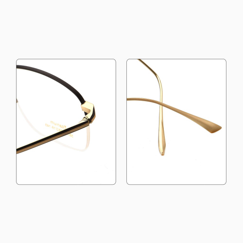 Black & Gold Half-Rim Titanium Eyeglass Frame 58037