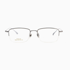 Half-Rim Silver Titanium Eyeglass Frame 58036