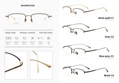 Black & Gold Half-Rim Titanium Eyeglass Frame 58037