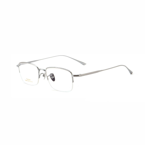 Half-Rim Silver Titanium Eyeglass Frame 58036