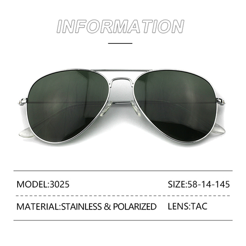 Classic Aviator Stainless Steel Polarized Sunglasses 3025