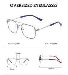 Dual-Bridge Slim Square Metal Optical Frame 99015