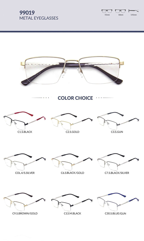 Men's Half-Rimless Metal Optical Frame 99019