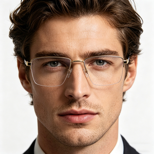 Men's Half-Rimless Metal Optical Frame 99019