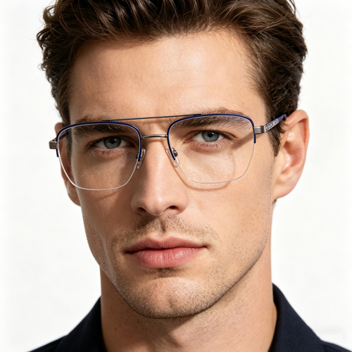 Men's Half-Rim Metal Optical Frame 99017