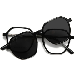 Men's Retro Square Polarized TR90 Clip On Sunglasses 2503