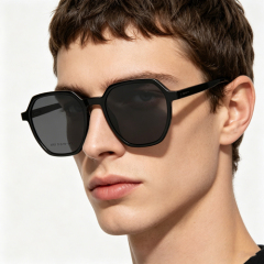 Men's Retro Square Polarized TR90 Clip On Sunglasses 2503