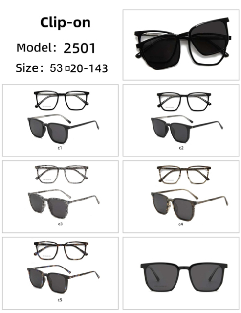 Polarized TR90 Clip On Sunglasses 2501
