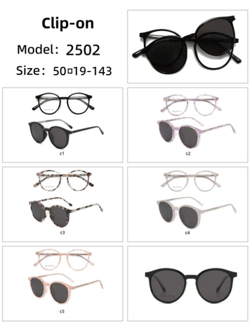 Polarized Round TR90 Clip On Sunglasses 2502