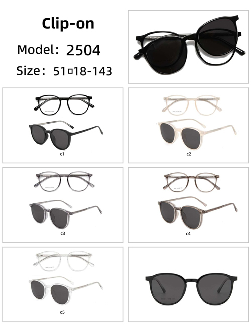 Unisex Retro Round TR90 Clip On Sunglasses 2504