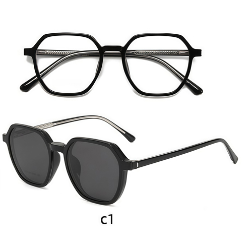 Men's Retro Square Polarized TR90 Clip On Sunglasses 2503