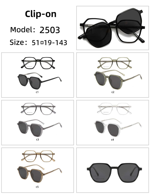 Men's Retro Square Polarized TR90 Clip On Sunglasses 2503