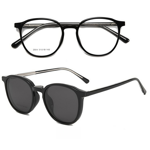 Unisex Retro Round TR90 Clip On Sunglasses 2504