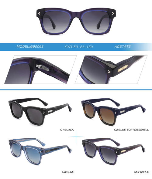 Unisex Bold Square Polarized Gradient Acetate Sunglasses G9006S
