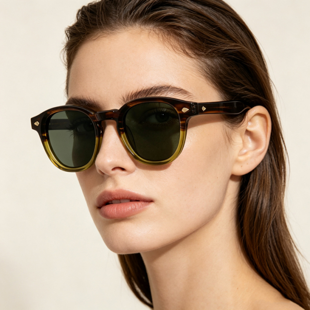 Unisex Retro Round Polarized Sunglasses AT9005 | Ajaoptical