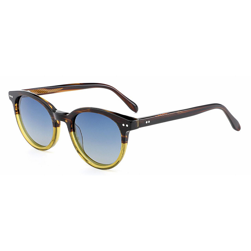 Unisex Two-Tone Round Polarized Sunglasses AT9019 | Ajaoptical
