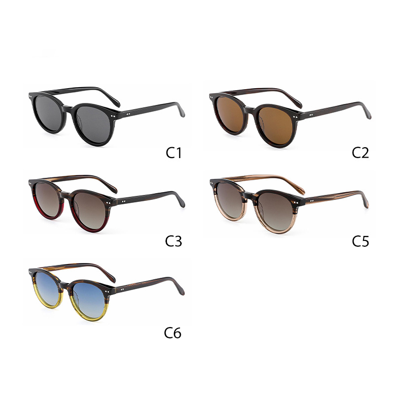 Unisex Two-Tone Round Polarized Sunglasses AT9019 | Ajaoptical
