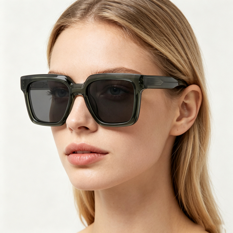 Unisex Transparent Green Polarized Sunglasses AT9036 | Ajaoptical