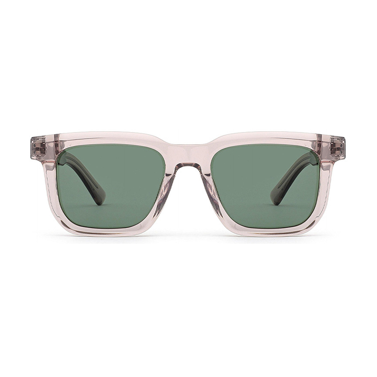 Unisex Transparent Blush Square Polarized Acetate Sunglasses AT9056