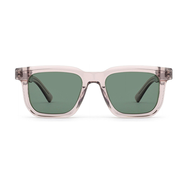 Unisex Transparent Blush Square Polarized Acetate Sunglasses AT9056