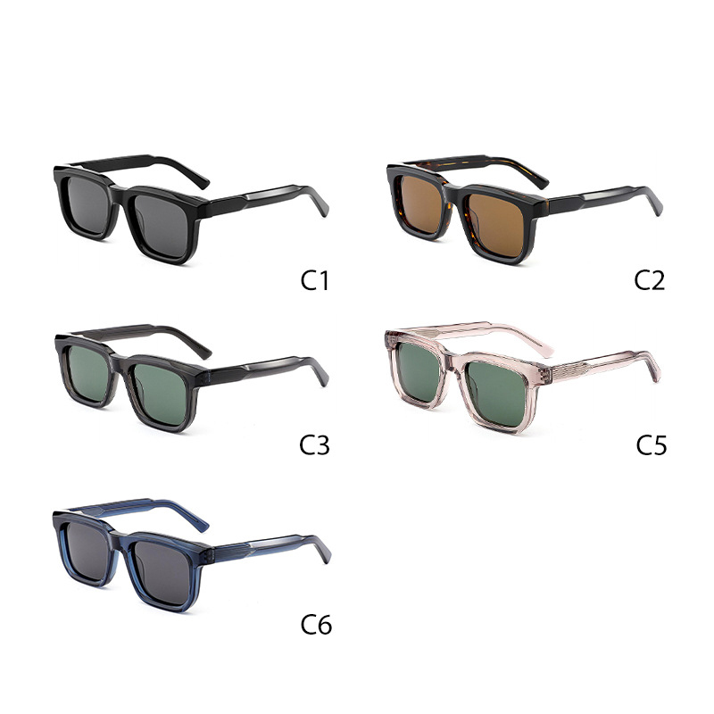Unisex Transparent Blush Square Polarized Acetate Sunglasses AT9056