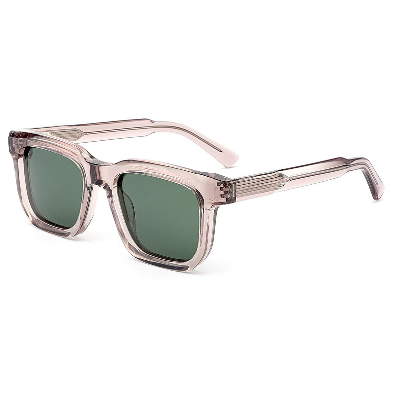 Unisex Transparent Blush Square Polarized Acetate Sunglasses AT9056
