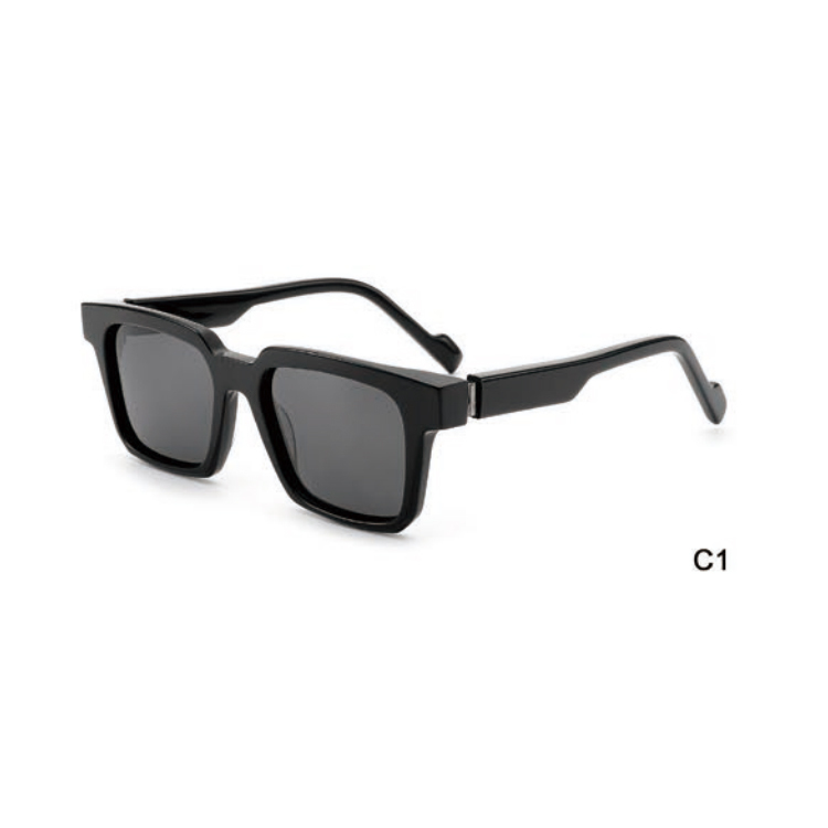 Unisex Black Compact Square Polarized Sunglasses AT9069 | Ajaoptical