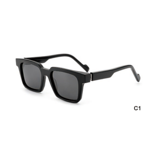 Unisex Black Compact Square Polarized Sunglasses AT9069 | Ajaoptical