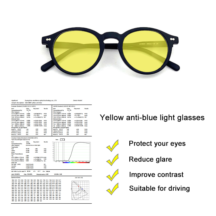 Yellow Blue Light Blocking CR39 Lenses Y8016 | Ajaoptical