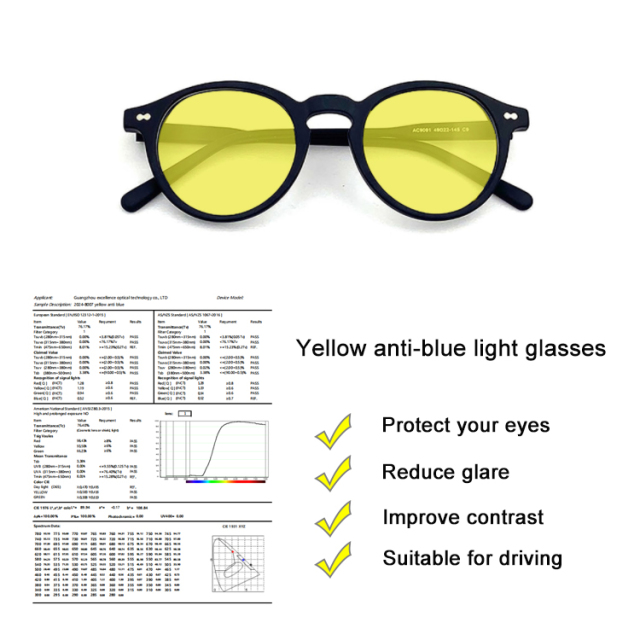 Yellow Blue Light Blocking CR39 Lenses Y8016 | Ajaoptical