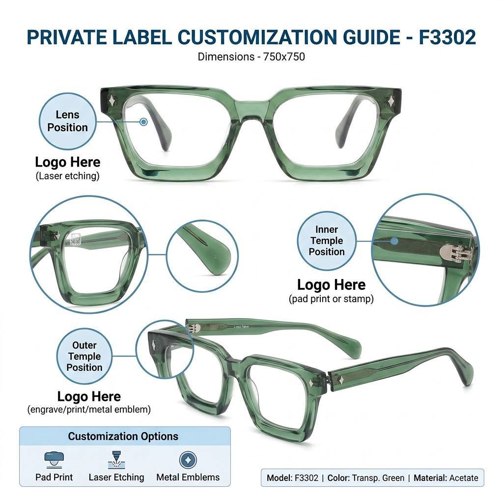 Transparent Green Square Acetate Optical Frame F3302 | Ajaoptical