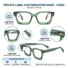 Transparent Green Square Acetate Optical Frame F3302 | Ajaoptical