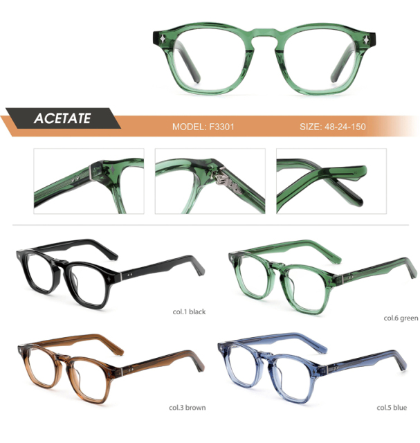 Transparent Green Round Acetate Optical Frame F3301 | Ajaoptical