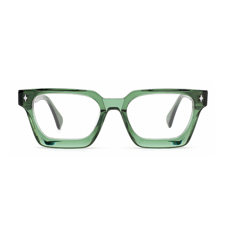Transparent Green Square Acetate Optical Frame F3302 | Ajaoptical