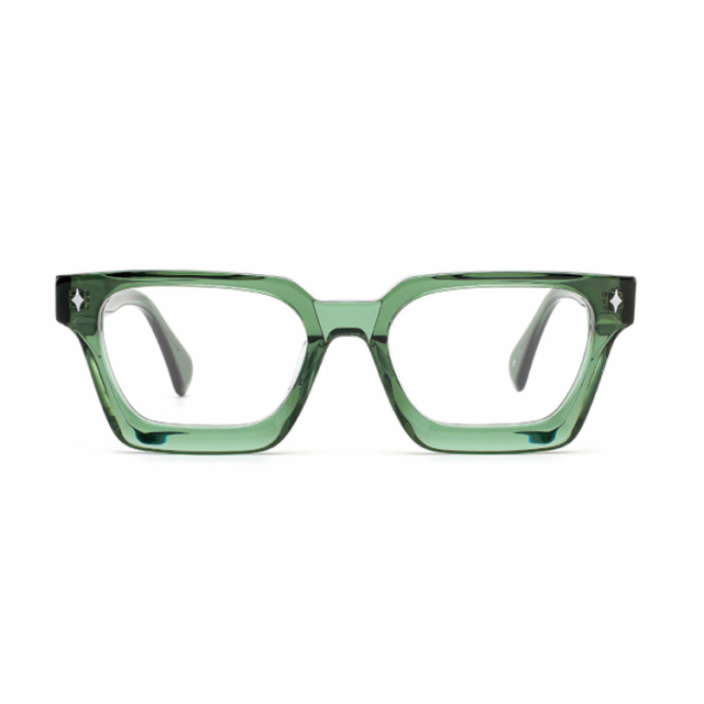 Transparent Green Square Acetate Optical Frame F3302 | Ajaoptical