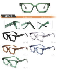 Transparent Green Square Acetate Optical Frame F3302 | Ajaoptical