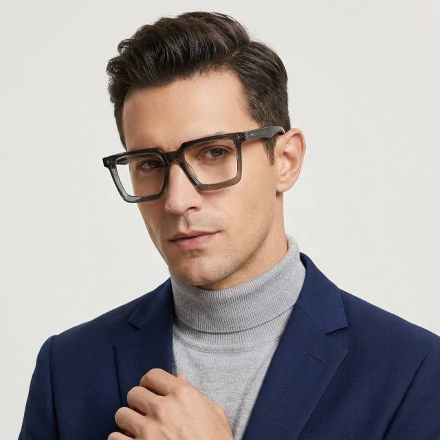 Transparent Grey Square Acetate Optical Frame F3305 | Ajaoptical