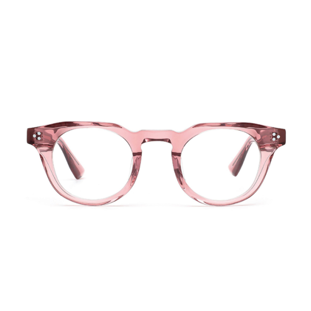 Transparent Pink Round Acetate Optical Frame F3306 | Ajaoptical