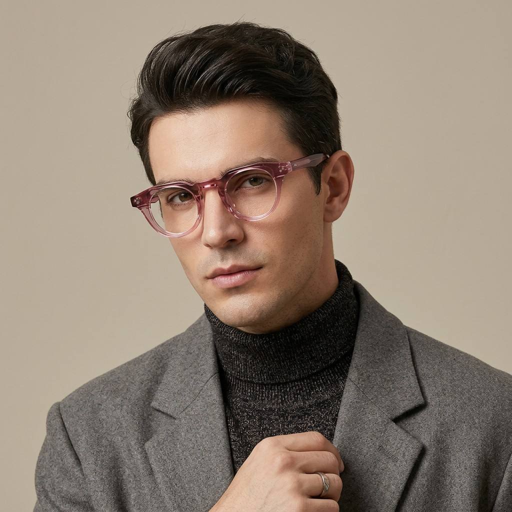 Transparent Pink Round Acetate Optical Frame F3306 | Ajaoptical