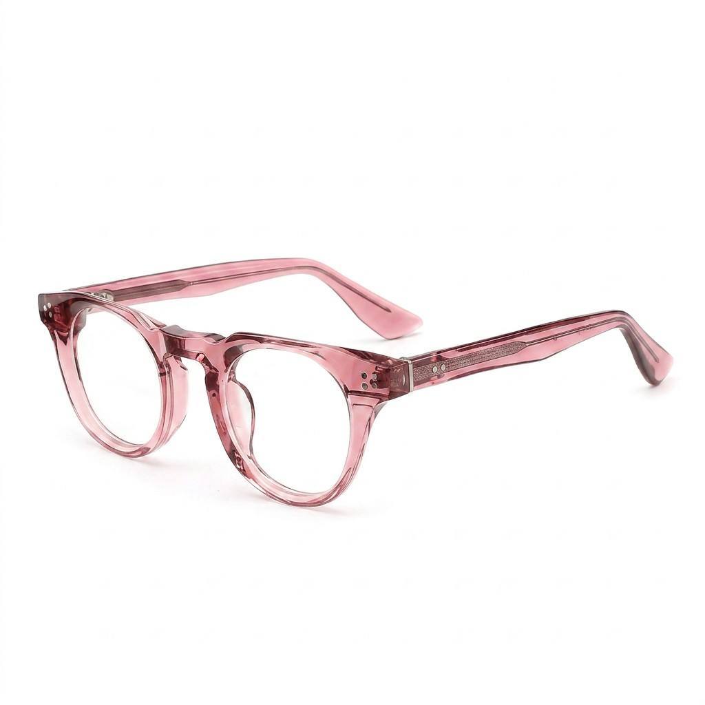 Transparent Pink Round Acetate Optical Frame F3306 | Ajaoptical