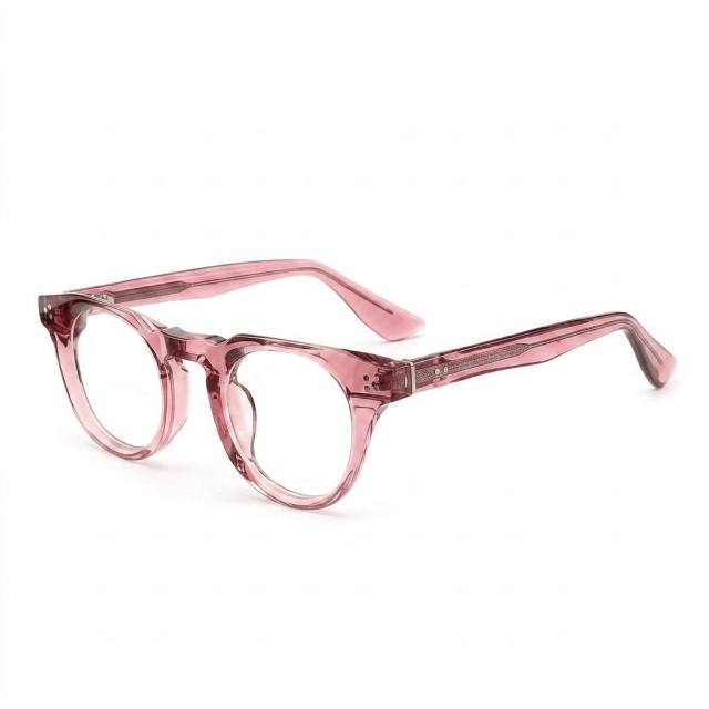 Transparent Pink Round Acetate Optical Frame F3306 | Ajaoptical