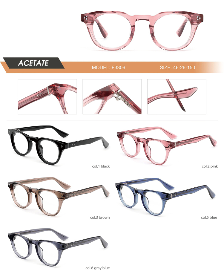Transparent Pink Round Acetate Optical Frame F3306 | Ajaoptical