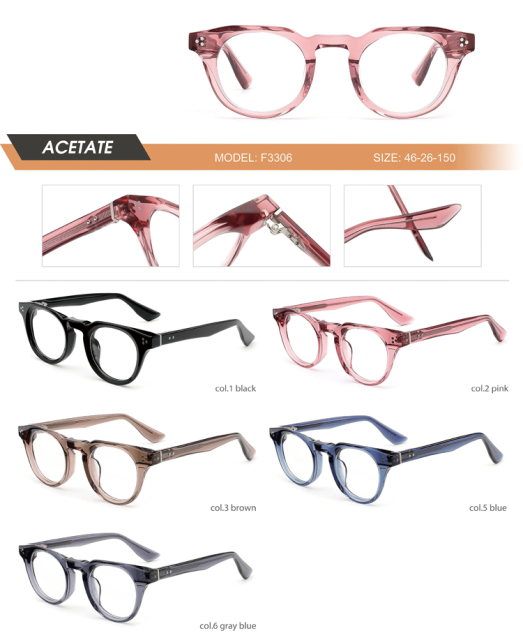 Transparent Pink Round Acetate Optical Frame F3306 | Ajaoptical