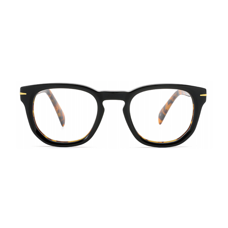 Two-Tone Black Tortoise Round Acetate Optical Frame F3308 | Ajaoptical