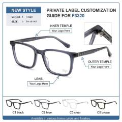 Transparent Navy Square Acetate Optical Frame F3320 | Ajaoptical