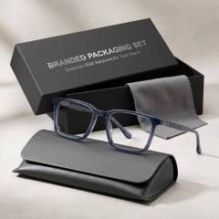 Transparent Navy Square Acetate Optical Frame F3320 | Ajaoptical