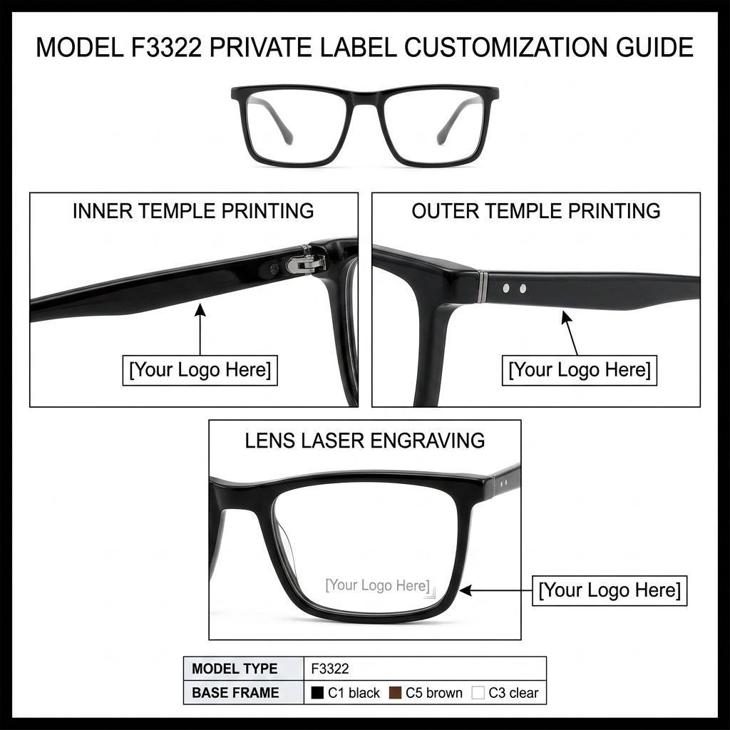 Solid Black Square Acetate Optical Frame F3322 | Ajaoptical