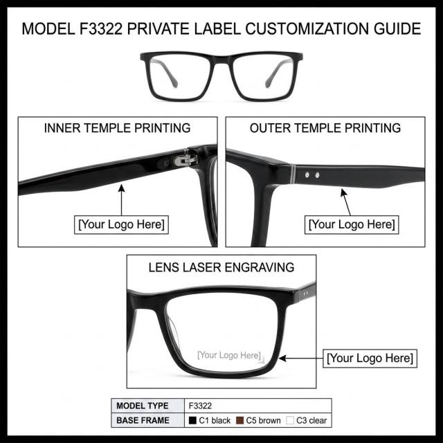 Solid Black Square Acetate Optical Frame F3322 | Ajaoptical